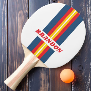 Retro Mountain Rally Stripe with Name Ping Pong Paddle