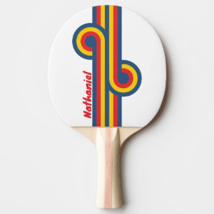 Retro Mountain Stripe Loop with Name Ping Pong Paddle