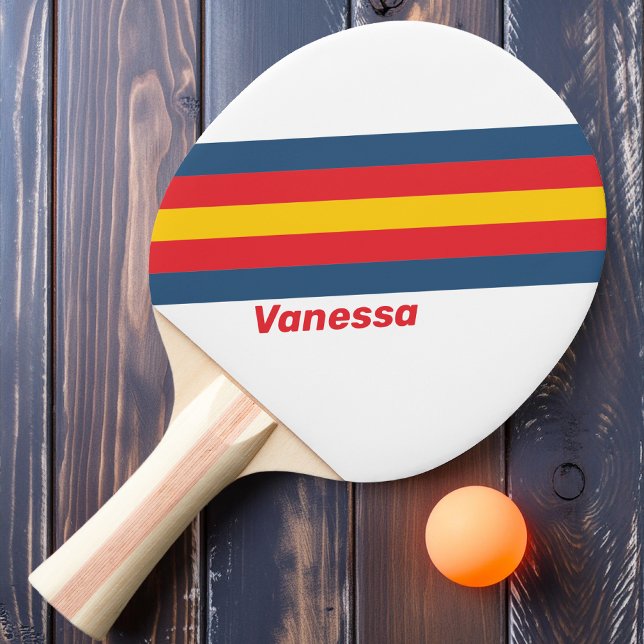 Retro Mountain Stripes with Name Ping Pong Paddle (Creator Uploaded)