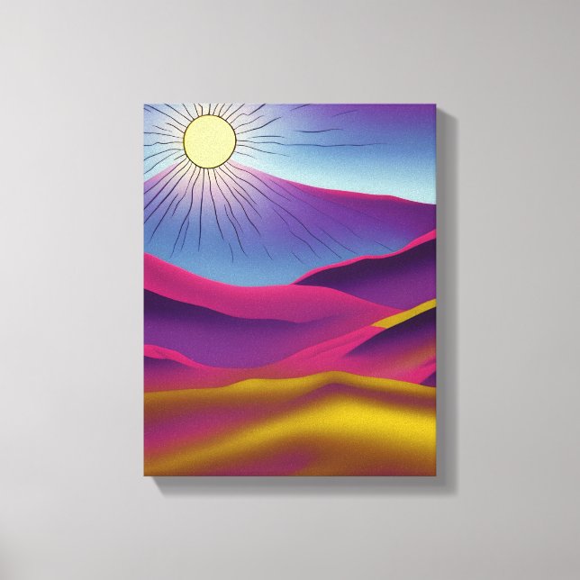Retro Mountain Sun Abstract Art  Canvas Print (Front)