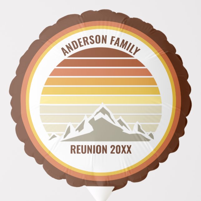Retro Mountain Sunset Custom Family Reunion Party Balloon (Front)