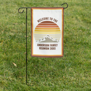 Retro Mountain Sunset Custom Family Reunion Party Garden Flag