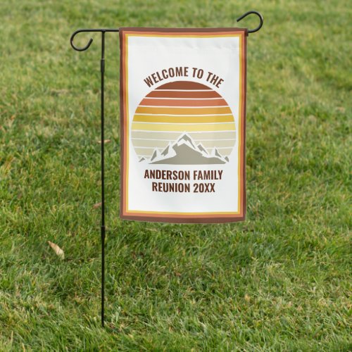 Retro Mountain Sunset Custom Family Reunion Party Garden Flag