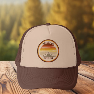 Retro Mountain Sunset Custom Family Reunion Party Trucker Hat
