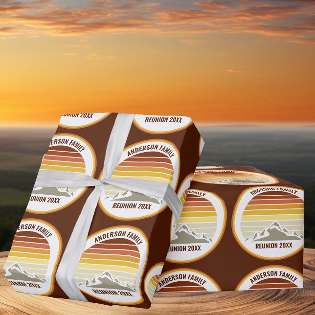 Retro Mountain Sunset Custom Party Wrapping Paper (Creator Uploaded)