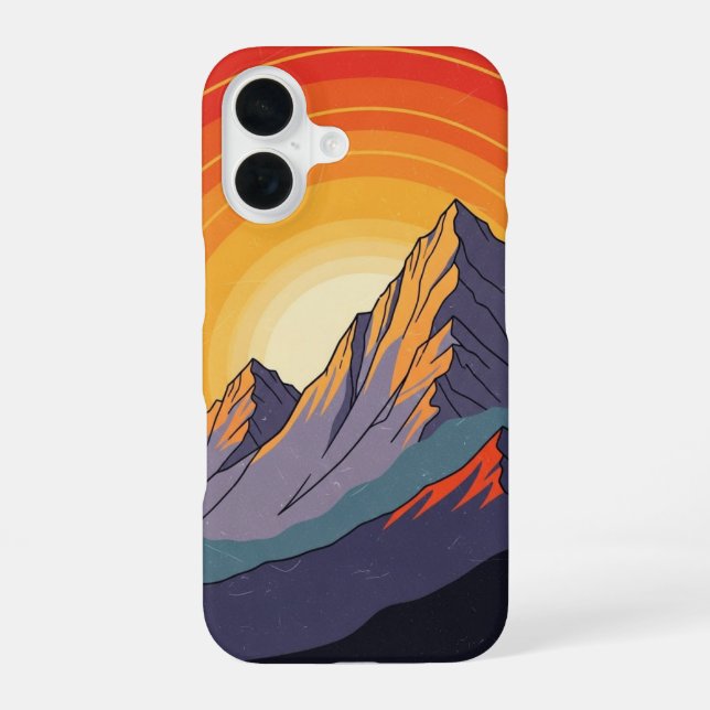 Retro Mountain Sunset iPhone Case (Back)