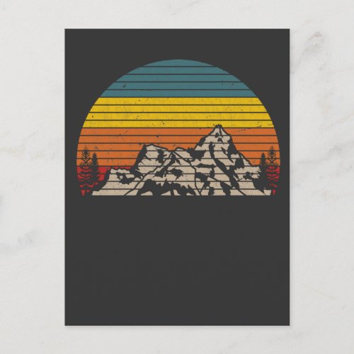 Retro Mountain Sunset Outdoor Hiking and Camping Postcard