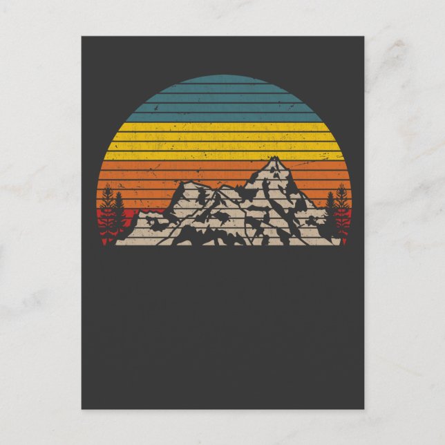 Retro Mountain Sunset Outdoor Hiking and Camping Postcard (Front)