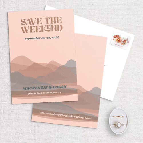 Retro Mountain Weekend Save The Date Card