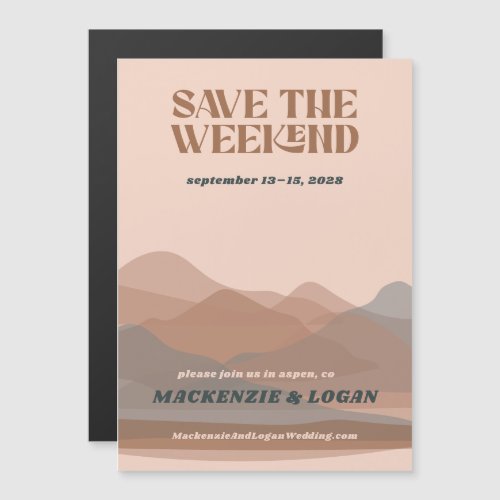 Retro Mountain Weekend Save The Date Magnet
