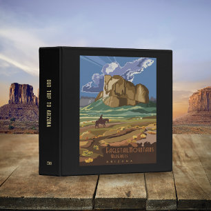 Retro Mountains in Arizona Travel Poster Scrapbook 3 Ring Binder