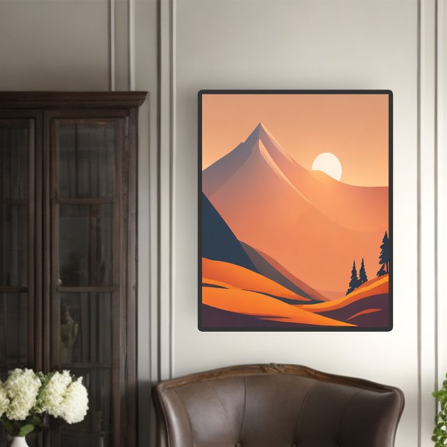 Retro Mountains Landscape Sunset  Illustration Poster (Creator Uploaded)