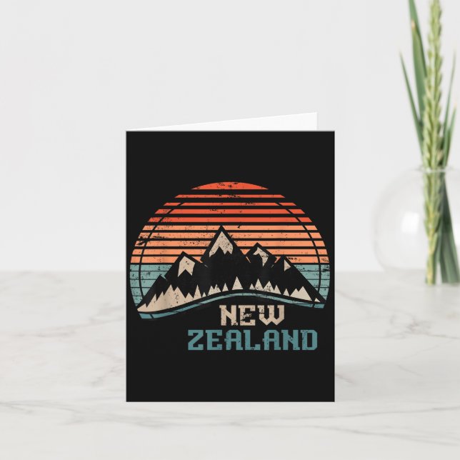 Retro Mountains New Zealand  Card (Front)