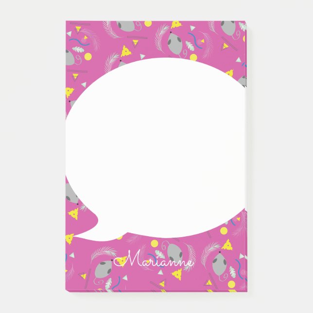 Retro Mouse Cheese Pink  Notes (Front)
