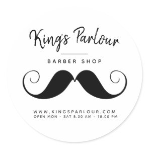 Retro Moustache  - Barber Shop Classic Round Sticker