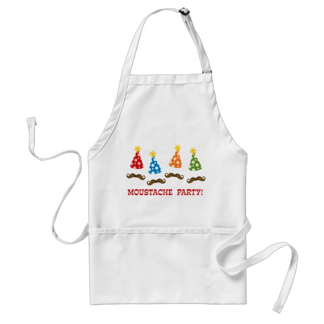 Retro Moustache Party Adult Apron (Front)