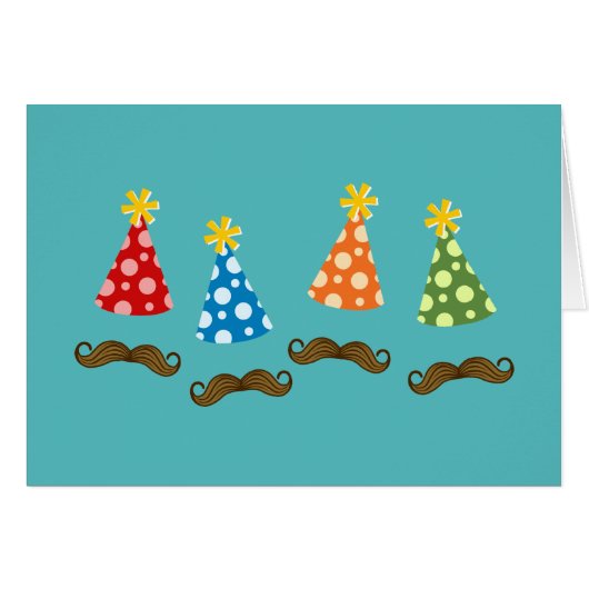 Retro Moustache Party Cards (Front Horizontal)