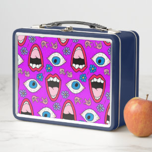 Retro Mouth and Eyes Metal Lunch Box