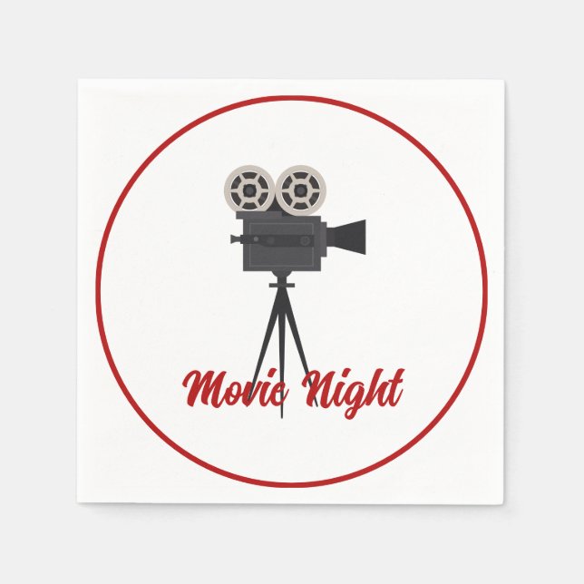 Retro Movie Camera Custom Paper Napkins (Front)