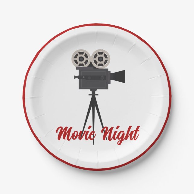 Retro Movie Camera Custom  Paper Plates (Front)