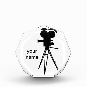 Retro Movie Camera Silhouette Acrylic Award
