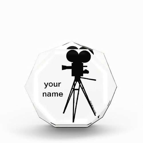 Retro Movie Camera Silhouette Acrylic Award
