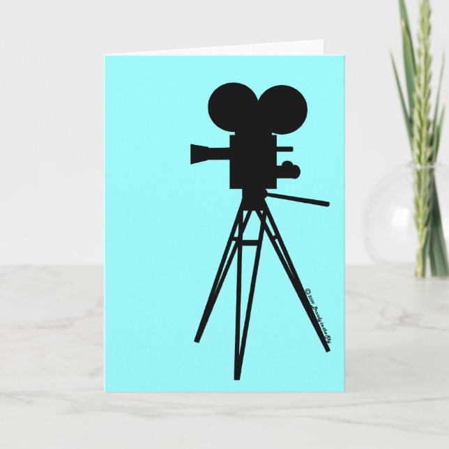 Retro Movie Camera Silhouette Card (Front)