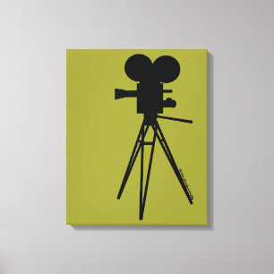Retro Movie Camera Silhouette Custom Art Canvas Print