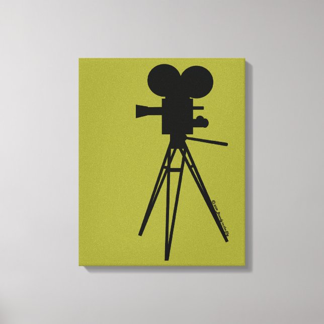 Retro Movie Camera Silhouette Custom Art Canvas Print (Front)