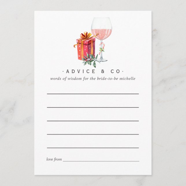 Retro Movie Christmas Bridal Shower Advice Card (Front)