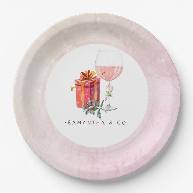 Retro Movie Christmas Party Paper Plates (Front)