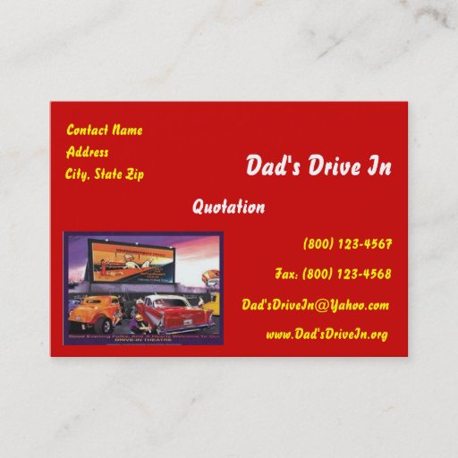 Customizable Retro Movie Drive-In Business Card