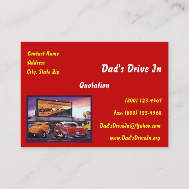 Retro Movie Drive-In Business Card (Front)