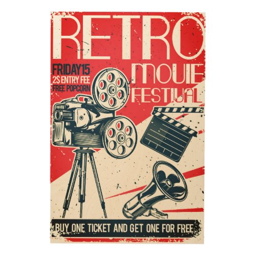 Retro Movie Festival Wood Wall Art