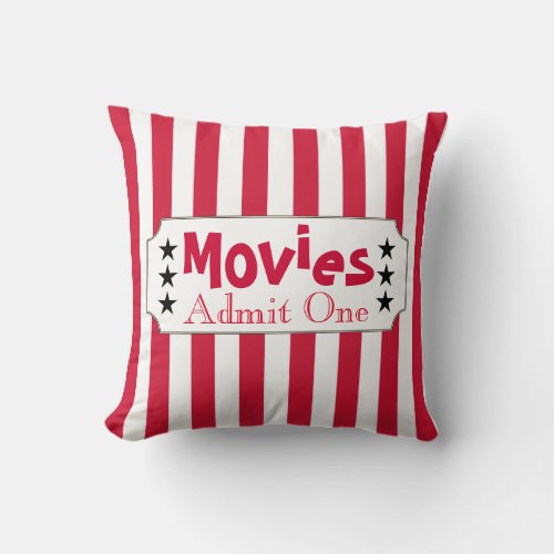 Retro Movie Home Theater Ticket Throw Pillow Decor