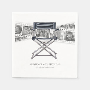 Retro Movie Night Adult Birthday Custom Photos Napkins