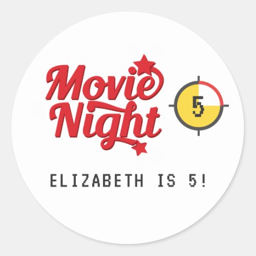 Retro Movie Night Birthday Party Classic Round Sticker
