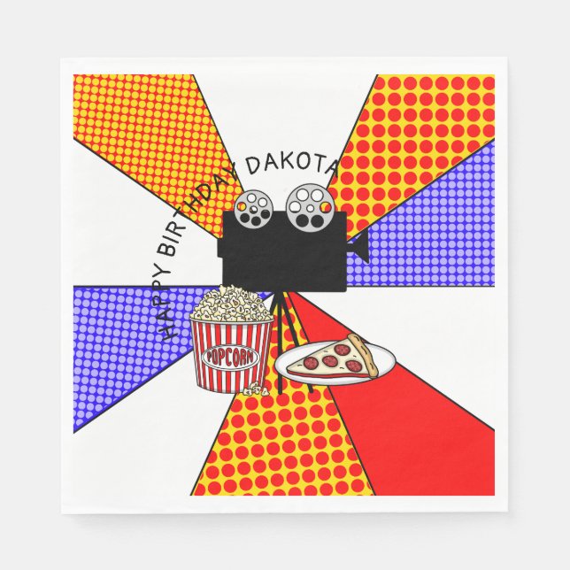 Retro Movie Night Birthday Party   Napkins (Front)