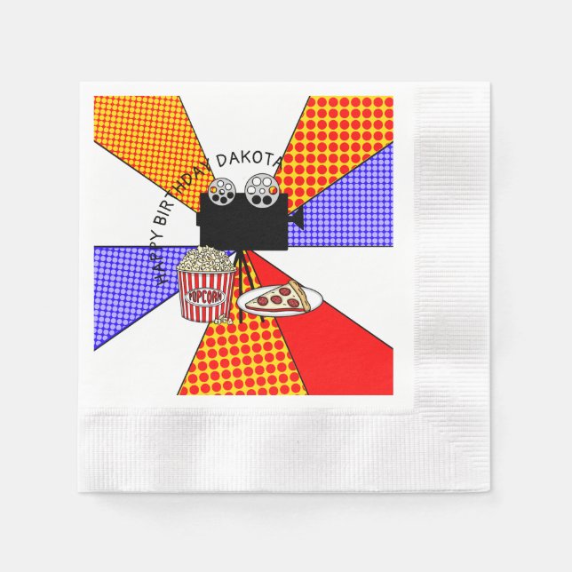 Retro Movie Night Birthday Party   Napkins (Front)