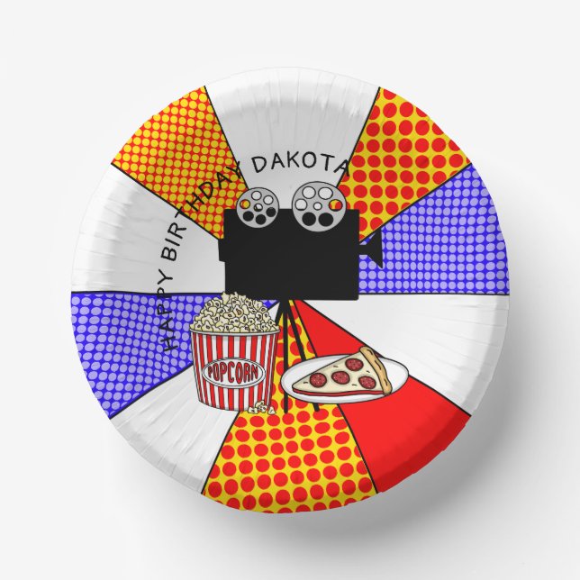 Retro Movie Night Birthday Party   Paper Bowls (Front)