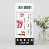 Retro Movie Night Birthday Party Ticket Invitation (Standing Front)
