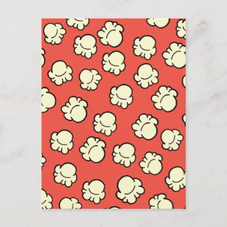 Retro Movie Night Popcorn Pattern Bold Red Postcard
