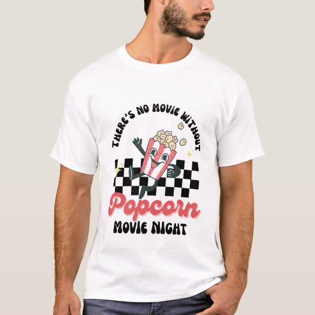 Retro Movie Night Popcorn  T-Shirt (Front)