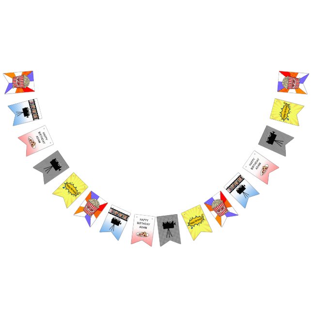 Retro Movie Night Themed Birthday Banner (All)