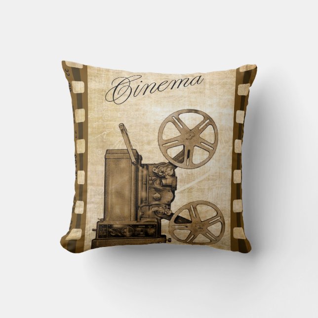 Retro Movie Projector Throw Pillow (Front)