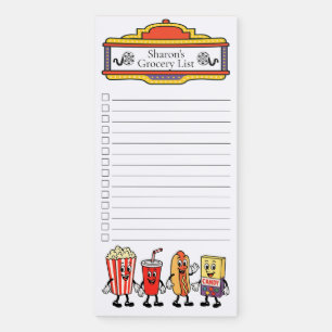 Retro Movie Snacks Grocery List Magnetic Notepad