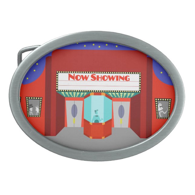 Retro Movie Theater Belt Buckle (Front)