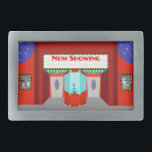 Retro Movie Theater Belt Buckle<br><div class="desc">The stars are out in full force on this Retro Movie Theater Belt Buckle--both the stars in the night sky and the stars on the silver screen. This 1960's style, minimalist art design features the exterior of a classic movie house from the Golden Age of Cinema. The red building has...</div>