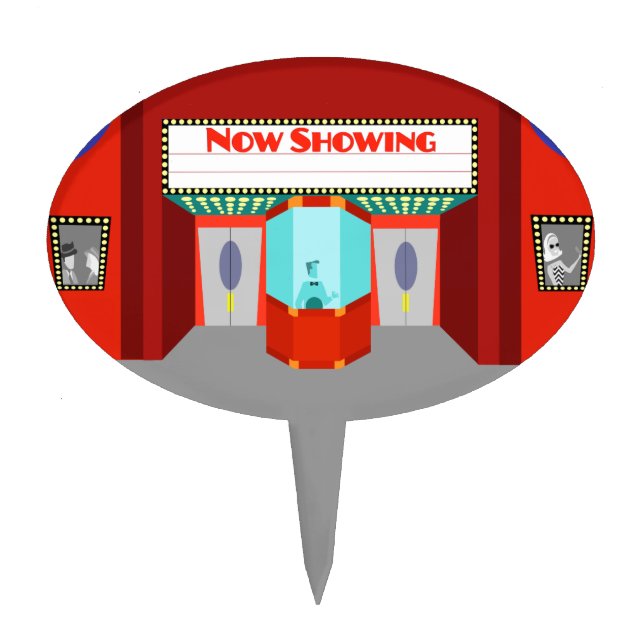 Retro Movie Theater Cake Pick (Front)