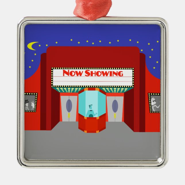 Retro Movie Theater Christmas Ornament (Front)